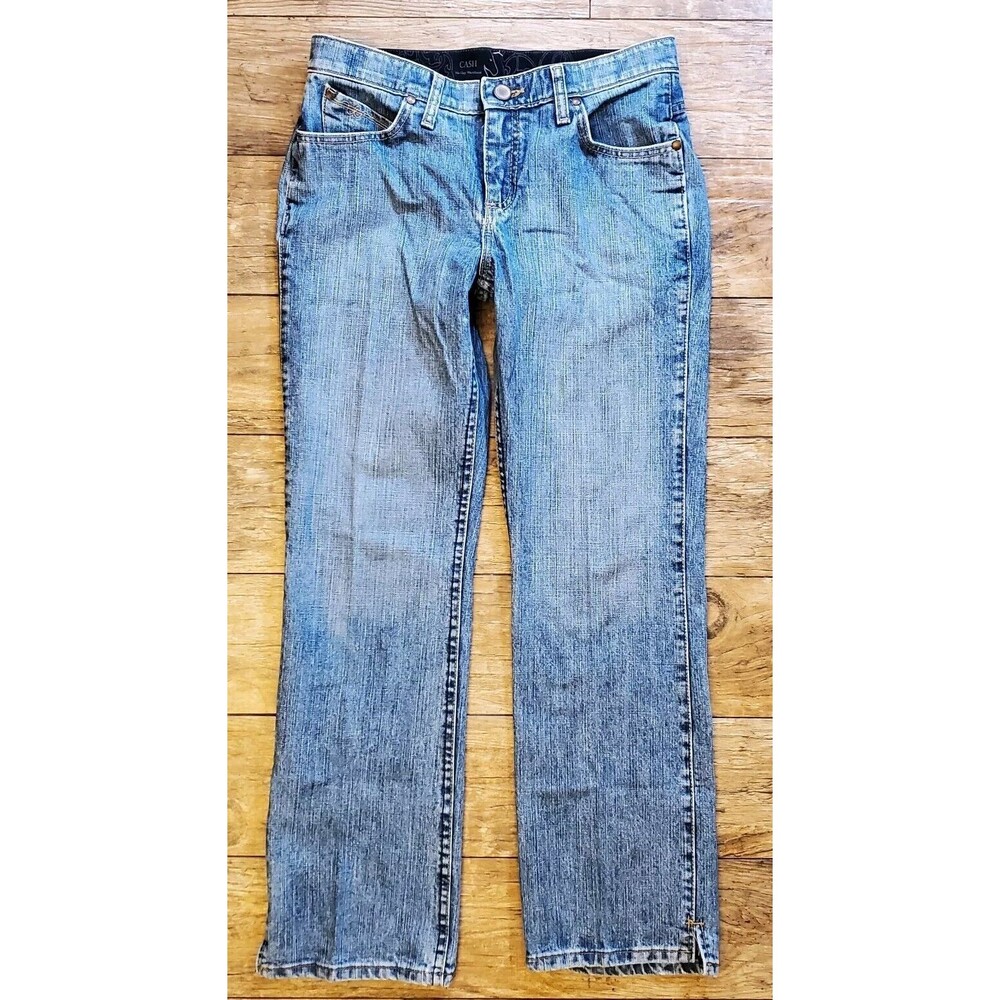 Wrangler Women’s No Gap Cash Bootcut Blue Jeans Slit Hem Embroidered 5/6